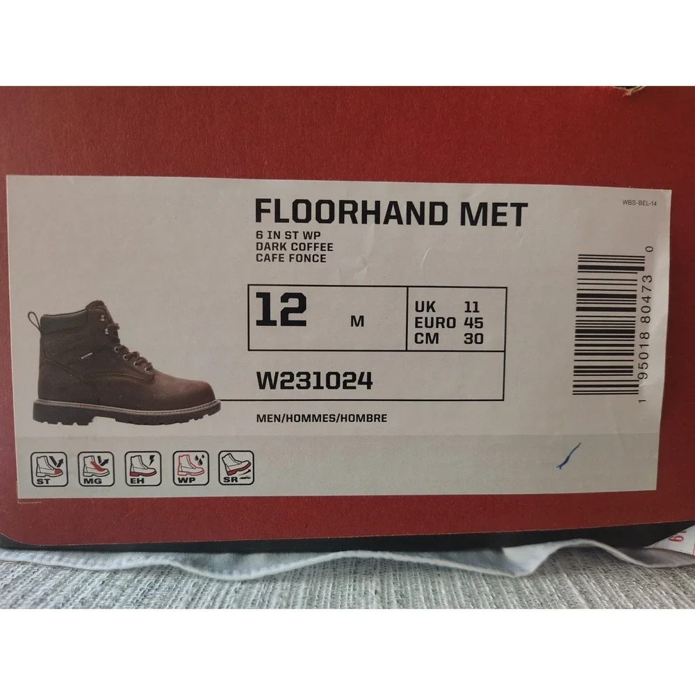 Wolverine Floorhand Met Guard Steel Toe Work Boots Men's 12 Waterproof W231024